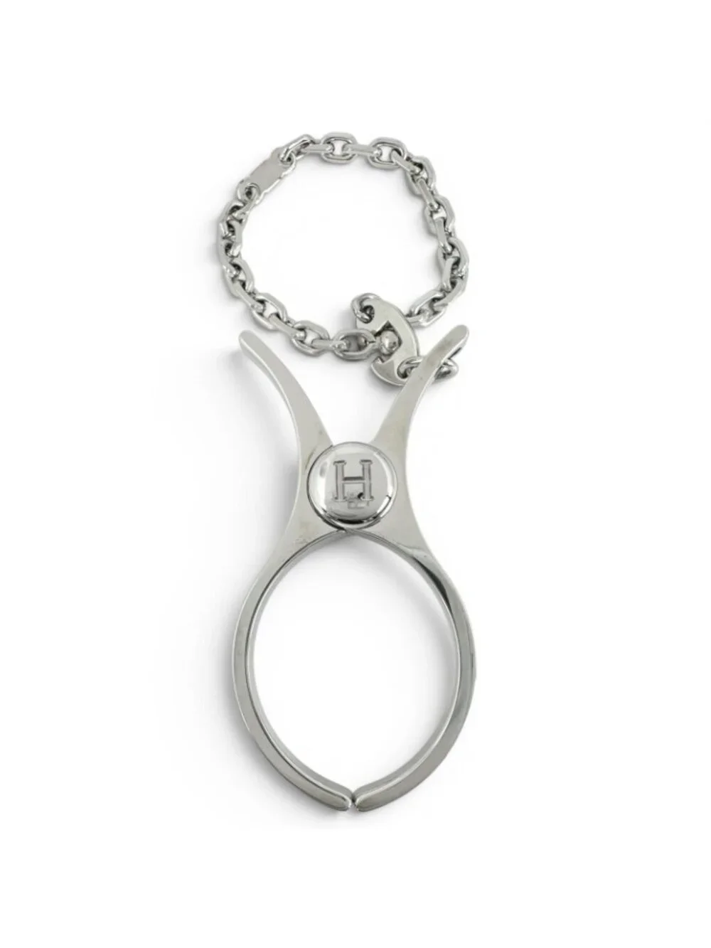 Hermes Filou Logo Glove Holder Strap Silver Gloves